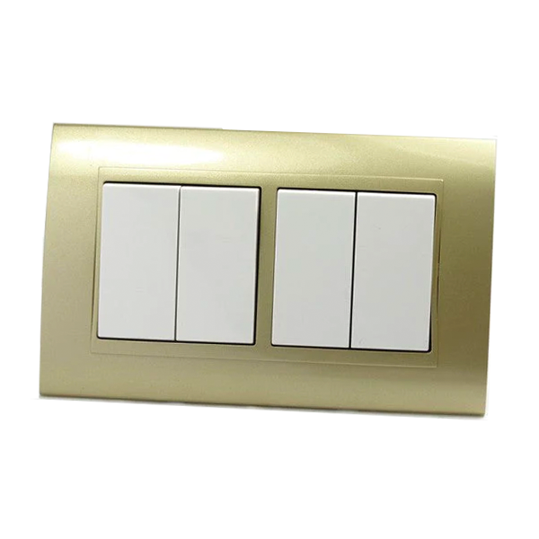 I LumoS AS Luxury Gold Plastic Arc Double Frame Rocker Light Switches