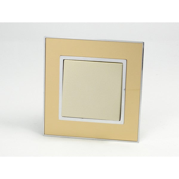Gold Mirror Glass Single Frame with gold insert of 1 gang light switch