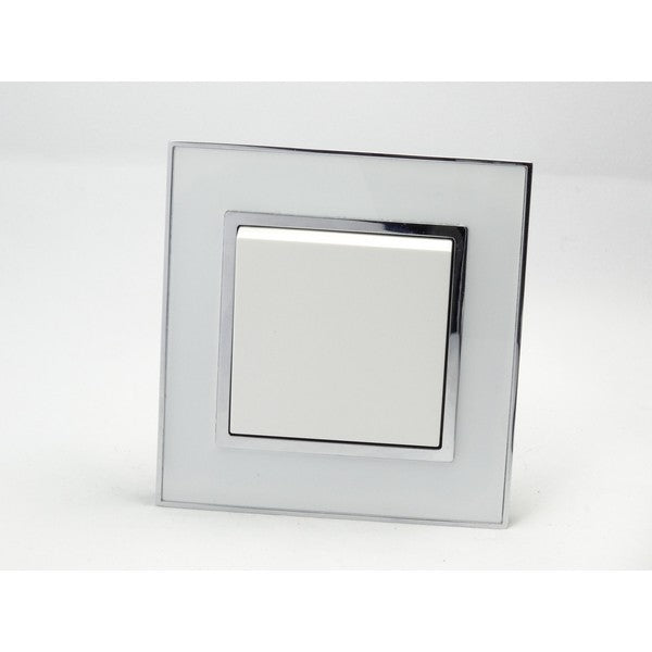 I LumoS AS Luxury White Mirror Glass Single Frame Rocker Light Switches