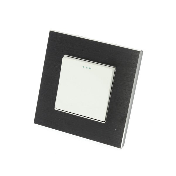 I LumoS Luxury Black Brushed Aluminium Frame & White Insert Mechanical Rocker Wall Light Switches