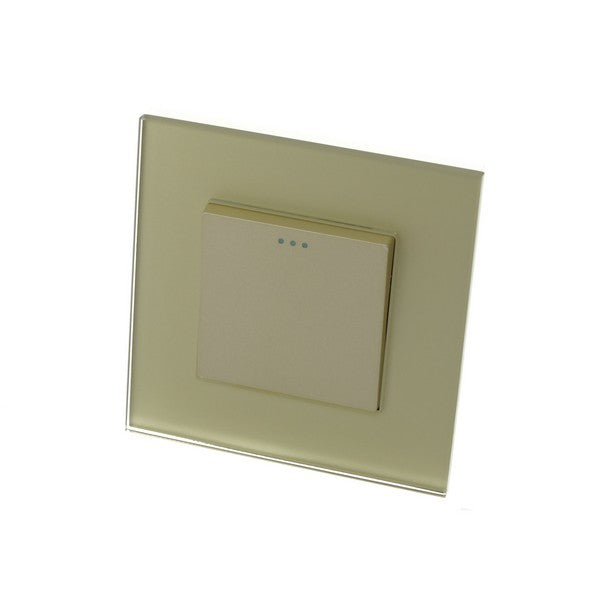 I LumoS Luxury Screwless Gold Glass Frame & Gold Insert Rocker Light Switches