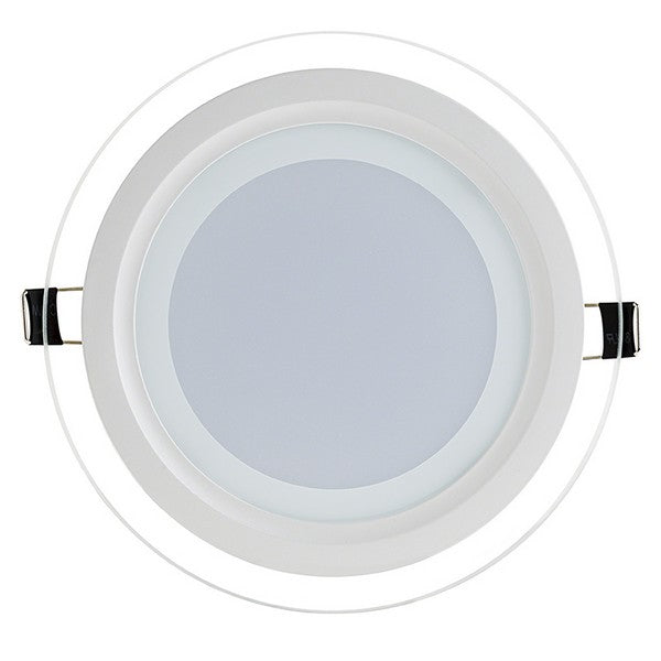 I LumoS LED 12 Watt Round Slim Recessed Glass Panel Ceiling Light