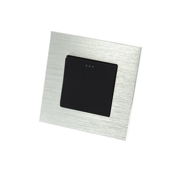 I LumoS Luxury Silver Brushed Aluminium Frame & Black Insert Mechanical Rocker Wall Light Switches