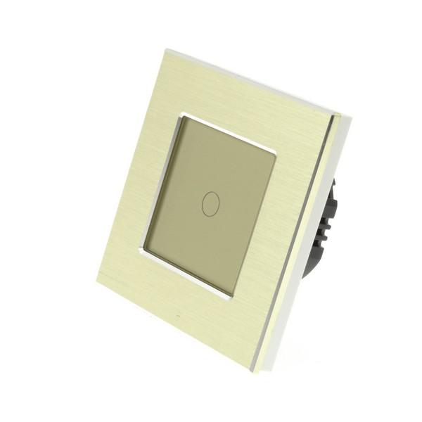 I LumoS Luxury Gold Brushed Aluminium Frame & Gold Insert LED Remote Dimmer Touch Light Switches