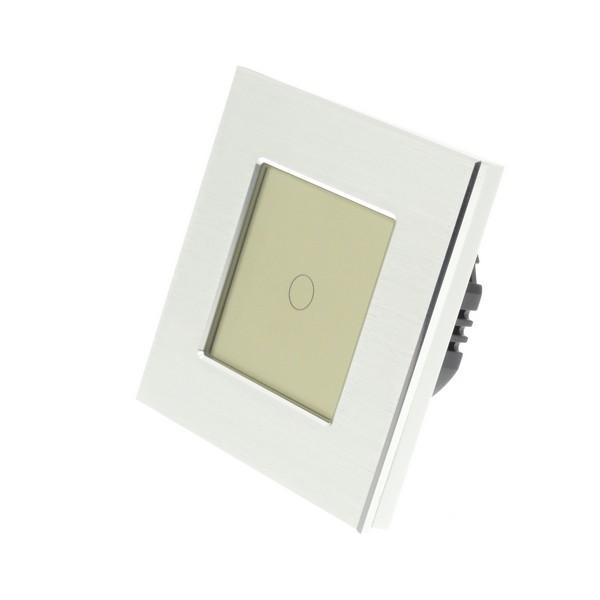 I LumoS Luxury Silver Brushed Aluminium Frame & Gold Insert LED Remote Dimmer Touch Light Switches