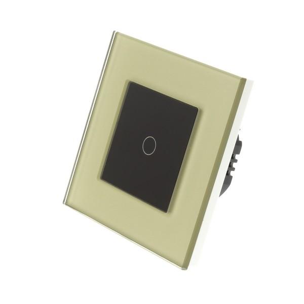I LumoS Luxury Gold Glass Frame & Black Insert LED Remote Dimmer Touch Light Switches