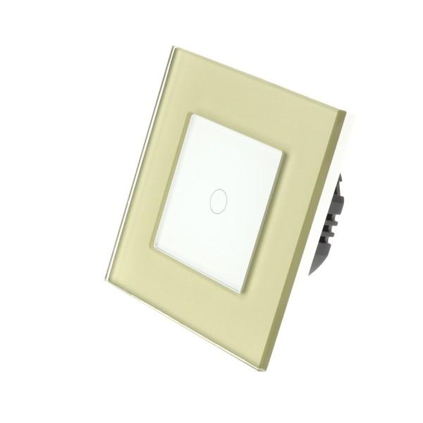 I LumoS Luxury Gold Glass Frame & White Insert LED Remote Dimmer Touch Light Switches