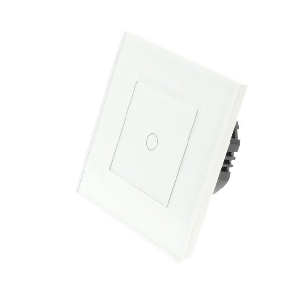 I LumoS Luxury White Glass Frame & White Insert LED Remote Dimmer Touch Light Switches