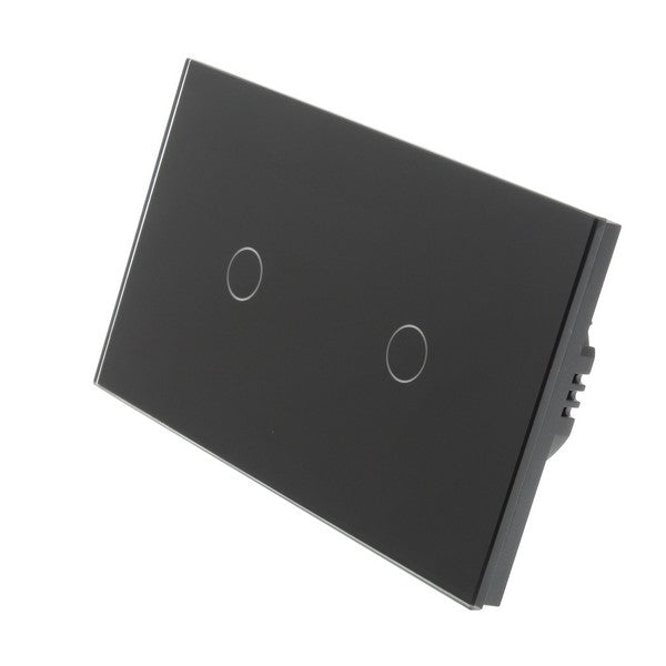 I LumoS Luxury Black Glass Double Panel Touch Dimmer & On/off Combination LED Light Switches