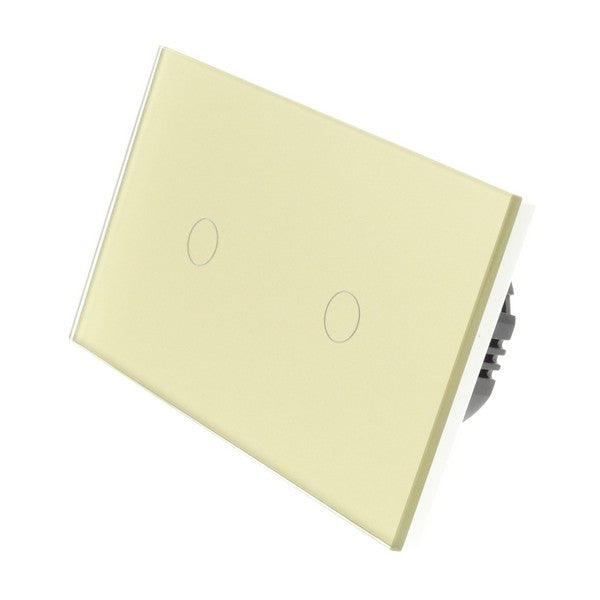 I LumoS Luxury Gold Glass Double Panel Touch Remote Dimmer & Remote On/off Combination LED Light Switches