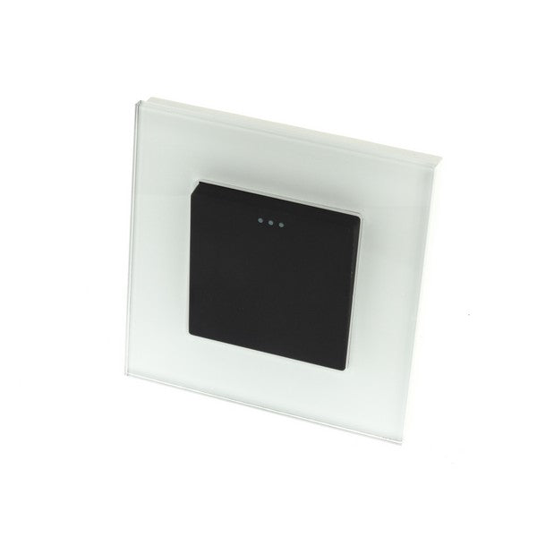 I LumoS Luxury Screwless White Glass Frame & Black Insert Rocker Light Switches