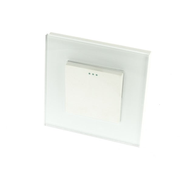 I LumoS Luxury Screwless White Glass Frame & White Insert Rocker Light Switches