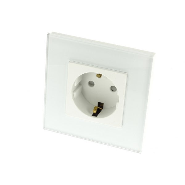 I LumoS Luxury White Glass Frame Schuko 16A European German Single Socket