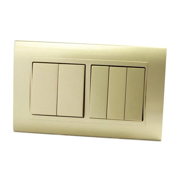 I LumoS AS Luxury Gold Plastic Arc Double Frame Rocker Light Switches