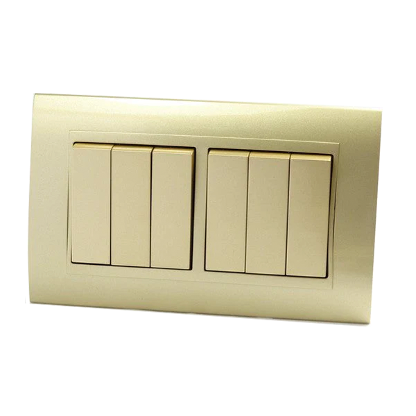 I LumoS AS Luxury Gold Plastic Arc Double Frame Rocker Light Switches