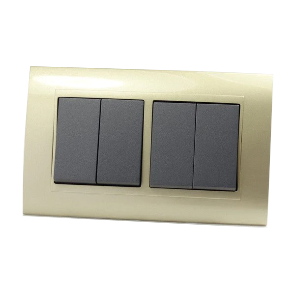 I LumoS AS Luxury Gold Plastic Arc Double Frame Rocker Light Switches