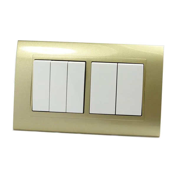 I LumoS AS Luxury Gold Plastic Arc Double Frame Rocker Light Switches