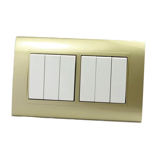 I LumoS AS Luxury Gold Plastic Arc Double Frame Rocker Light Switches
