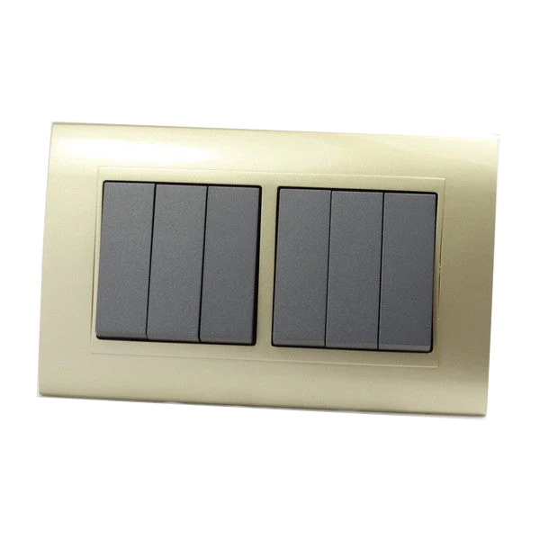 I LumoS AS Luxury Gold Plastic Arc Double Frame Rocker Light Switches