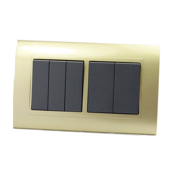 I LumoS AS Luxury Gold Plastic Arc Double Frame Rocker Light Switches