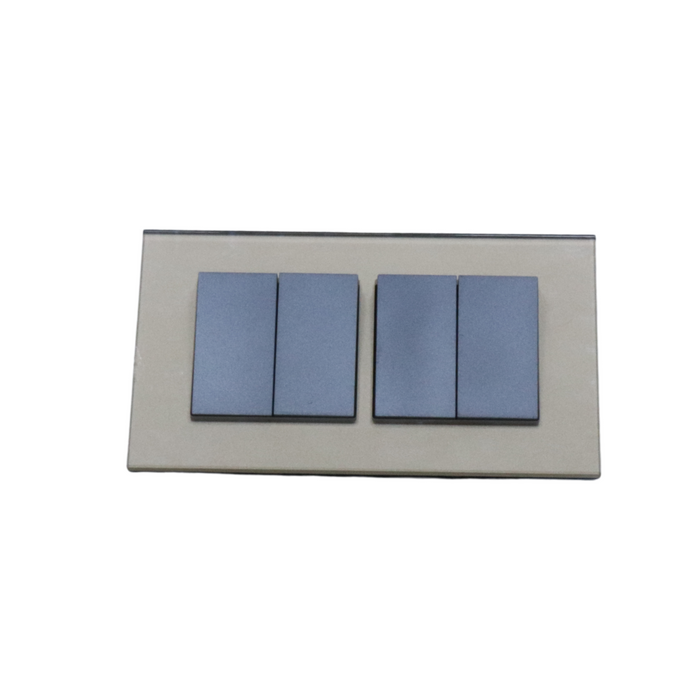 Gold Glass Double Frame with Dark grey inserts of 4 rocker light switches