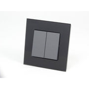 Black Glass Single Frame with two grey rocket light switches