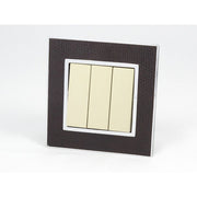 goat skin leather single Frame with gold Interest of 3 rocker light switch