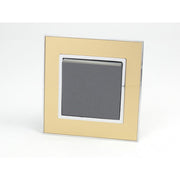 Gold Mirror Glass Single Frame with dark grey insert of 1 gang light switch