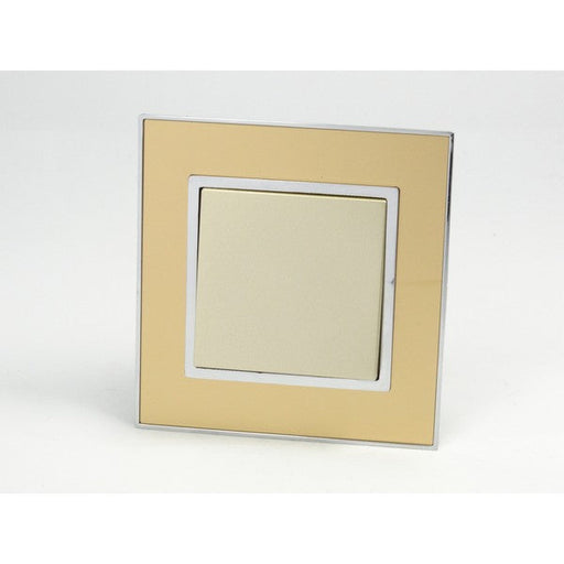 Gold Mirror Glass Single Frame with gold insert of 1 gang light switch
