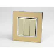 Gold Mirror Glass Single Frame with gold insert of 3 gang light switch