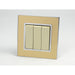 Gold Mirror Glass Single Frame with gold insert of 3 gang light switch