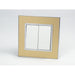 Gold Mirror Glass Single Frame with white insert of 2 gang light switch