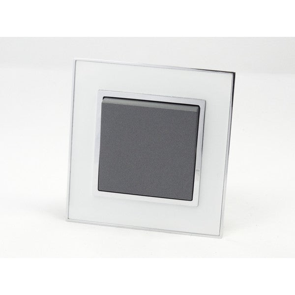 I LumoS AS Luxury White Mirror Glass Single Frame Rocker Light Switches