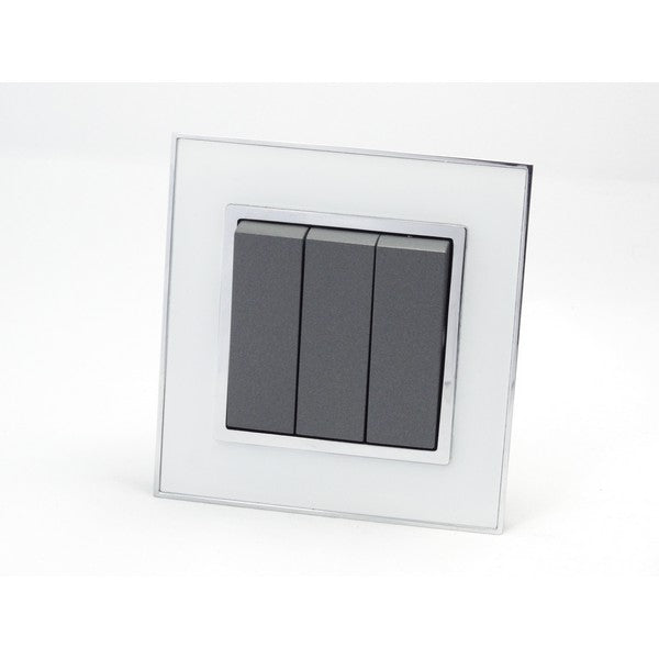 I LumoS AS Luxury White Mirror Glass Single Frame Rocker Light Switches