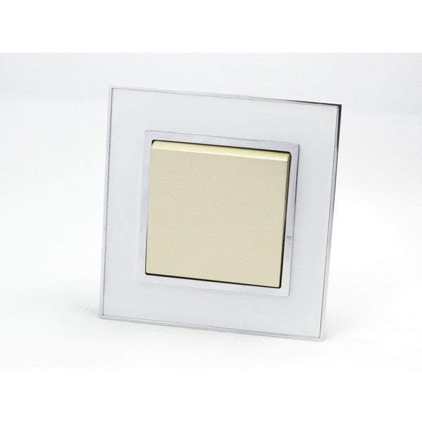 I LumoS AS Luxury White Mirror Glass Single Frame Rocker Light Switches