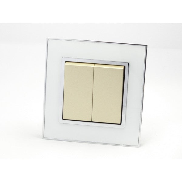 I LumoS AS Luxury White Mirror Glass Single Frame Rocker Light Switches