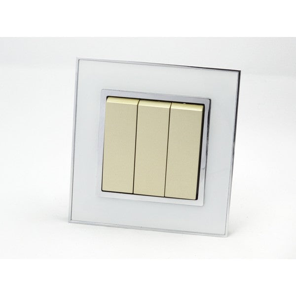 I LumoS AS Luxury White Mirror Glass Single Frame Rocker Light Switches