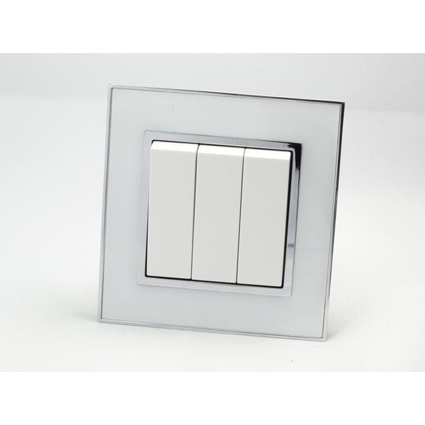 I LumoS AS Luxury White Mirror Glass Single Frame Rocker Light Switches