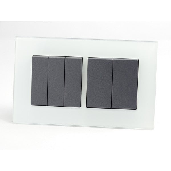 I LumoS AS Luxury White Glass Double Frame Rocker Light Switches