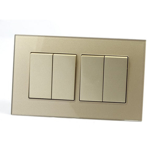 Gold Glass Double Frame with Gold inserts of 4 rocker light switches