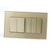 Gold Glass Double Frame with Gold inserts of 5 rocker light switches