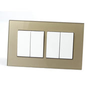 Gold Glass Double Frame with white inserts of 4 rocker light switches