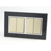 Double Black Mirror Glass Frame with Gold 4 Gang Rocker Light Switches