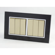 Double Black Mirror Glass Frame with Gold 6 Gang Rocker Light Switches
