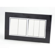 Double Black Mirror Glass Frame with White 5 Gang Rocker Light Switches