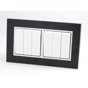 Double Black Mirror Glass Frame with White 6 Gang Rocker Light Switches