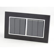 Double Black Mirror Glass Frame with Grey 6 Gang Rocker Light Switches