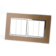 Gold Satin Metal Double Frame with white insert of 6 gang light switches