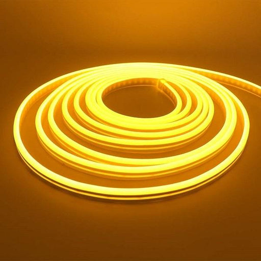 Turned on golden yellow strip light