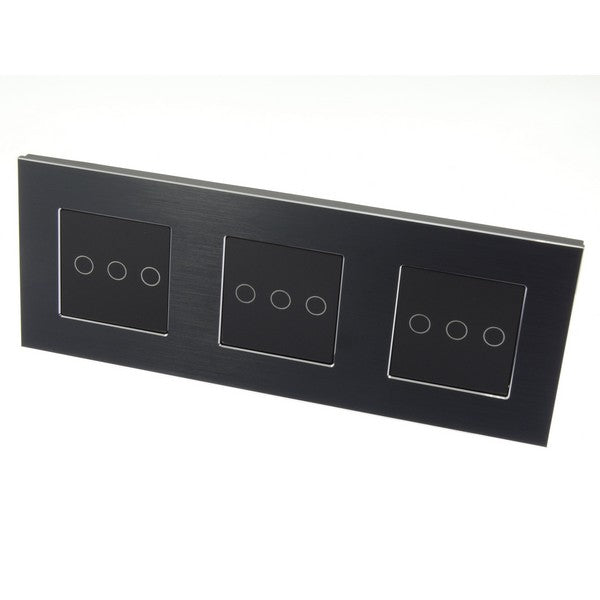 I LumoS Luxury Black Brushed Aluminium Frame & Black Insert LED On/Off Touch Light Switches
